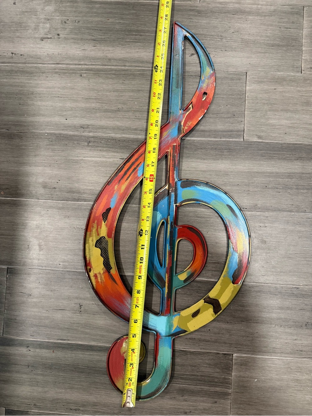 Colorful Painted Treble Clef Wall Art - Multicolor - Picture 3 of 4